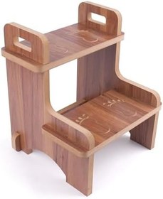 Resim Ahşap Montessori Kaymaz Basamak Tabure - Banyo ve Lavabo Yükseltici Merdiven, 36x36x40 cm, MDF Melamin Kaplama 