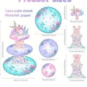 Resim Willowhaven 3 Katlı Denizkızı Kuyruğu Pasta Standı Pastel Pembe Mor Yeşil Turkuaz Altın Rengi Multicolored Diğer 