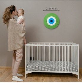 Resim Minimalist Fıstık Yeşili Nazar Boncuğu El Yapımı Ahşap Büyük Naza 