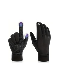 Resim Fastbuy Willowhaven Siyah S Çift Parmaklı Eldiven, Kışlık Termal Dokunmatik Motosiklet Eldiveni 