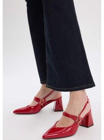 Resim DeFacto Kadın Yüksek Taban Suni Deri Topuklu Sandalet E2515AX25SMRD43 Kırmızı 