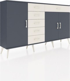 Resim Arges Konsol 3 Raflı 6 Çekmeceli 3 Kapaklı 176x30x99 Antrasit-antrasit/aytaşı Antrasıt/aytası - Antrasıt 