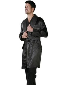 Resim Ancelo 333 Saten Pijama Takım Ve Robdöşambr 3lü Damat Çeyiz Set Siyah 
