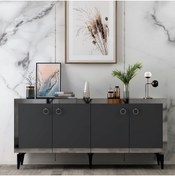 Resim cantek dizayn 150 Cm Poli Konsol Royalmermer-antrasit-gümüş 