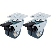 Resim Dashanshop 2 Adet Frenli Gümüş Rengi 2 İnç Çift Teker Düz Taban Endüstriyel Döner Tekerlek 