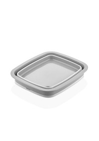 Resim Katlanabilir Tıpalı Badya 9 Litre Gri, Yer Kaplamayan Çok Amaçlı Leğen Gri 