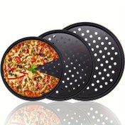 Resim Pizza Tavası Seti, Fırın Pizza Tavası, Yapışmaz Delikli Karbon Çelik Pizza Tavası, Ev ve Restoran Kullanımı için Pişirme Tepsisi, 22.86cm, 25.4cm ve 30.48cm 