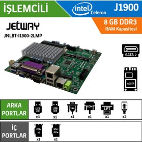 Resim Jetway JNLBTA-I1900-2LMP Intel Celeron J1900 Fansız Endüstriyel Mini ITX Anakart 