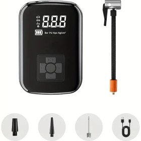 Resim Hava Kompresörü, 150 Psı Dijital Göstergeli Oto Kompresör, Araba, Motosiklet, Bisiklet ve Top Için, Taşınabilir Şarjlı Kullanım, Fener Işığı, 4000 Mah Batarya, 3 Farklı Başlık (Psı,kpa,bar,kg/cm²) 