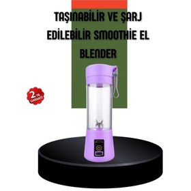 Resim Taşınabilir Usb Şarjlı Mini Smoothie Blender 380ml Çelik Bıçaklı Portatif 