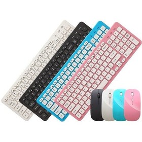 Resim Rogfer Mld-568 Ofis Oyun Sesini Kapatma Kablosuz Mouse Klavye Seti Mavi Optik - Mavi Optik 