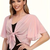 Resim Kadın Büyük Beden Şık Bej Şifon Ruffle Detaylı Üst - Kolsuz, Polyester, İlkbahar/Yaz Modası, Hafif ve Nefes Alabilir, Nefes Alabilir Giyim | Ruffle Detaylı Üst | Polyester Kumaş 