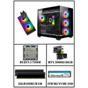 Resim Ramtech Cryotank Cryotank RTX 5060 TI R5 7500F 32 GB 1 TB M2 SSD Free Dos Masaüstü Oyuncu Bilgisayarı 