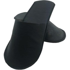 Resim PRİVATE 300 Çift Overloklu Siyah Tela Otel Terliği Tek Kullanımlık Kullan At 