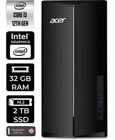 Resim ACER ASPİRE TC1760 EDTBHUEM004029 i3 12100 32GB RAM 2TB SSD FDOS MASAÜSTÜ BİLGİSAYAR 