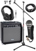 Resim Midex MGA-35BK-PAK Elektro Gitar Amfisi Seti 35 Watt Gain Özellikli (Amfi Mikrofon Stand Kulaklık Jack Kablo) 