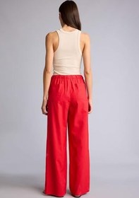 Resim DeFacto Wide Leg Çift Cepli Beli Lastikli Standart Boy Keten Karışımlı Pantolon 