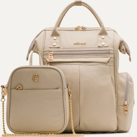 Resim Angel Bej Kumaş Bebek Bakım Çantası 