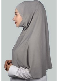 Resim Altobeh Hazır Türban Peçeli Pratik Eşarp Tesettür Nikaplı Hijab - Namaz Örtüsü Sufle (XL) - Gri 