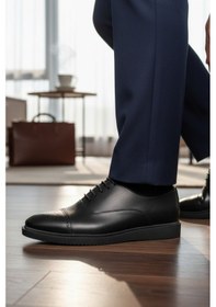 Resim Enoch Erkek Siyah Hakiki Deri Klasik Ayakkabı Brogue İşlemeli Cap Toe Burunlu Ve Hafif Comfort Tabanlı Bağcıklı Model Siyah 