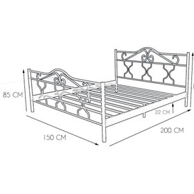 Resim Metalia Gm 301 Gold Çift Kişilik Metal Karyola Siyah 150x200 