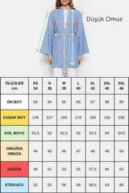 Resim Saade Kadın Dikey Çizgili Geniş Kollu Şık Yazlık Relaxed Kimono 