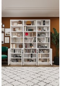 Resim Asra Trend %100 MDFLAM Beyaz Kapaklı Kitaplık K-50 