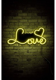 Resim Love Neon Led Duvar Aydınlatması & Dekoru & Gece Lambası Sarı Sarı 
