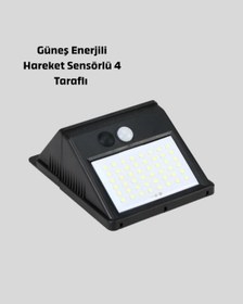 Resim Solar Güneş Enerjili Hareket Sensörlü 4 Taraflı Bahçe Lambası - Ip65 Su Geçirmez, 100 Led Çok Renkli 