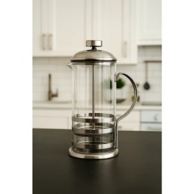 Resim Natural Borosilikat Cam French Press Kış Çayı Filtre Kahve Demleme Demliği Ideal Boy Metalik 