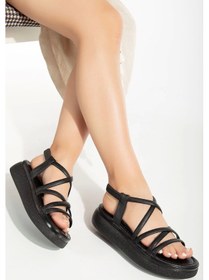 Resim 24413-841 Siyah Dolgu Topuk Kadın Sandalet Siyah 