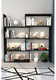 Resim Moonlife Pisagor Kitaplık Siyah 