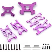 Resim Honmex Wltoys 144001 1/14 Rc Araba İçin Alüminyum Ön-arka Amortisör Paneli Ve Sallama Kolu Yükseltme Seti Mor 