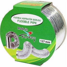 Resim Alüminyum Telli Şofben Aspiratör Davlumbaz Borusu 127 Mm 1,5 Metre 