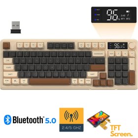 Resim Sarftech Freewolf M96 2.4g Bt5.0 Çift Bağlantılı Tft Led Ekranlı Reinbow Gaming Oyuncu Klavye 