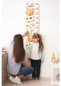 Resim Soft Renkler Çocuk Figürleriyle Dolu Boy Cetveli Boy Ölçer Sticker Şeffaf Zeminli Duvara Uyumlu Dijital Baskı 