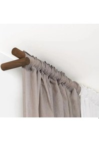 Resim Masif Ahşap Perde Askısı Rustik Ahşap Ceviz Renk Boru 100 Cm 
