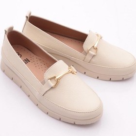 Resim Dgn 2274-4 Kadin Aksesuarli Loafer Ayakkabi Bej Floater 