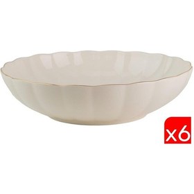 Resim Kütahya Porselen Bone Luz Altın File Çorba Kasesi 15cm 6 Lı Çok Renkli 