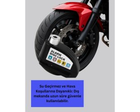 Resim Su Geçirmez Alarm Disk Kilidi Motosiklet Scooter Bisiklet Güvenlik 