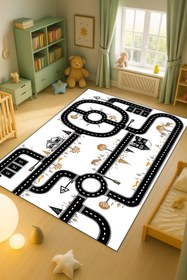 Resim Kessy Home Studio Eğitici Yol Desenli Çocuk Oyun Halısı Dijital Baskı Yıkanablir Kaymaz Taban Çocuk Odası Halısı 4 