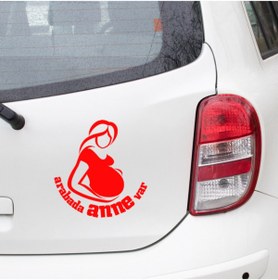 Resim MIGNATIS Arabada Anne Var Kız-erkek Modifiye Araba Sticker 25cm - Kırmızı 