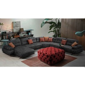 Resim Gazzini Kare Chester Model Kapitoneli Orta Puf- Modern Puf Bordo 