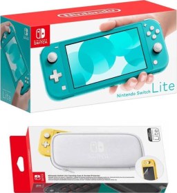 Resim Switch Lite Konsol Turkuaz - Taşıma Çantası - Ekran Koruyucu Set Nintendo