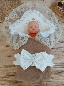 Resim Kışlık Bebek Kundağı Unisex Bebek Dış Kundak Battaniyesi Hastane Çıkışı Kundak Battaniye Kahverengi 