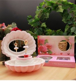 Resim İstiridye Müzik Kutusu Toz Pembe - İnci Kolye Hediyeli 