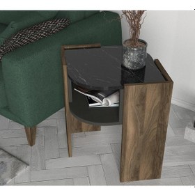 Resim Dekorister Exclusive Marbel Koltuk Yan Sehpa Ceviz-Mermer 