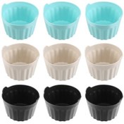 Resim Leasetake Adet Hava Fritözü Yumurta Kapları Yeniden Kullanılabilir Yapışmaz Silikon Yumurta Isırık Kalıbı Muffin Astarı Haşlanmış Yumurta Kapları Mikrodalga İçin 