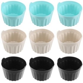 Resim Leasetake Adet Hava Fritözü Yumurta Kapları Yeniden Kullanılabilir Yapışmaz Silikon Yumurta Isırık Kalıbı Muffin Astarı Haşlanmış Yumurta Kapları Mikrodalga İçin 