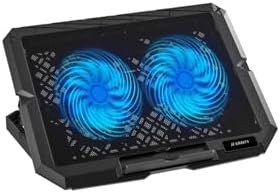 Resim gaman Laptop Soğutucu çift fanlı Mavi Led Işıklı Telefon Tutucu Ayarlanabilir Notebook Bilgisayar Stand Siyah 